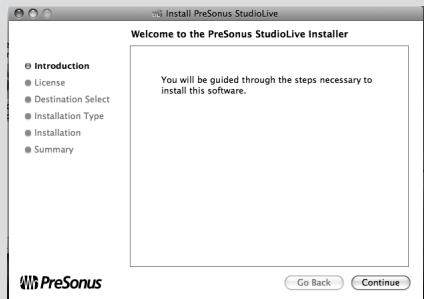 PRESONUS STUDIOLIVE 16.4.2 - Installation sous Mac OS X - 2
