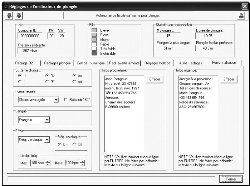 UWATEC GALILEO SOL - Modification des réglages - 1