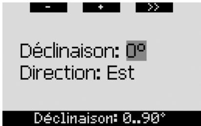UWATEC GALILEO SOL - Réglage de la déclinaison (défaut: 0 degré) - 1