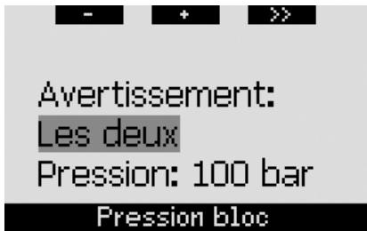 UWATEC GALILEO SOL - Pression de la bouteille (par défaut : OFF) - 1