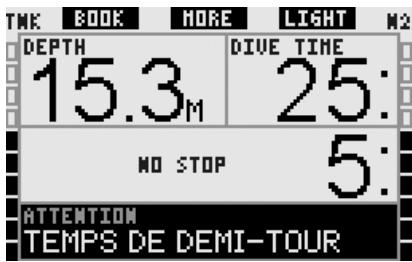 UWATEC GALILEO SOL - Temps en plongée et temps de demi-tour (par défaut : OFF) - 2