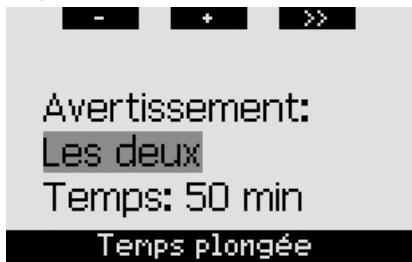 UWATEC GALILEO SOL - Temps en plongée et temps de demi-tour (par défaut : OFF) - 1