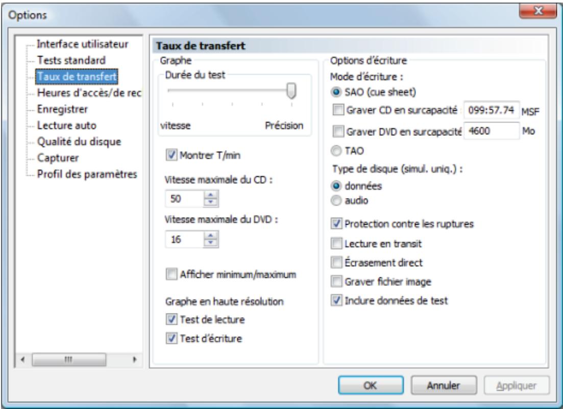 NERO DISCSPEED - Option de l'arborescence Taux de transfert - 1