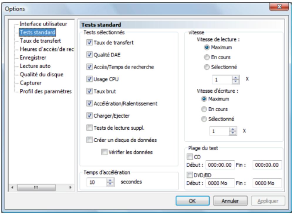 NERO DISCSPEED - Option de l'arborescence Tests standard - 1