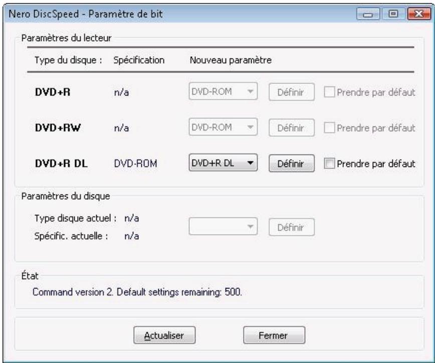 NERO DISCSPEED - Nero DiscSpeed - Fenêtre Paramètre de bit - 1