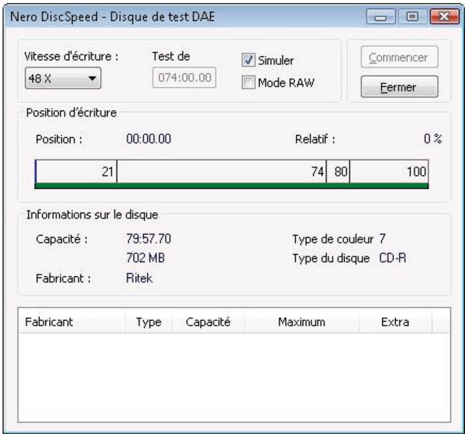 NERO DISCSPEED - Fenêtre Nero DiscSpeed - Disque de test DAE - 1