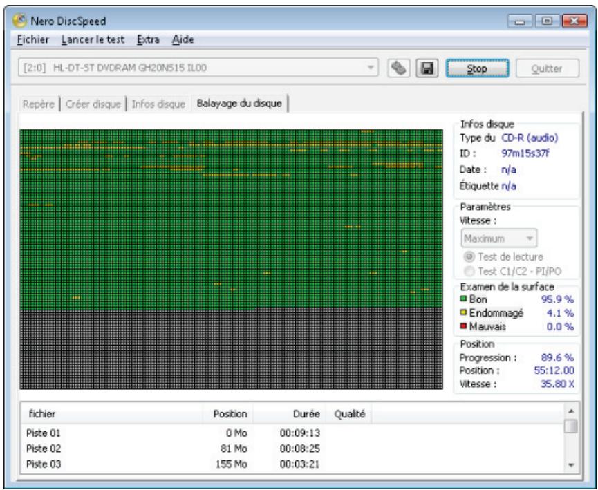NERO DISCSPEED - Exécution du test ScanDisc - 1