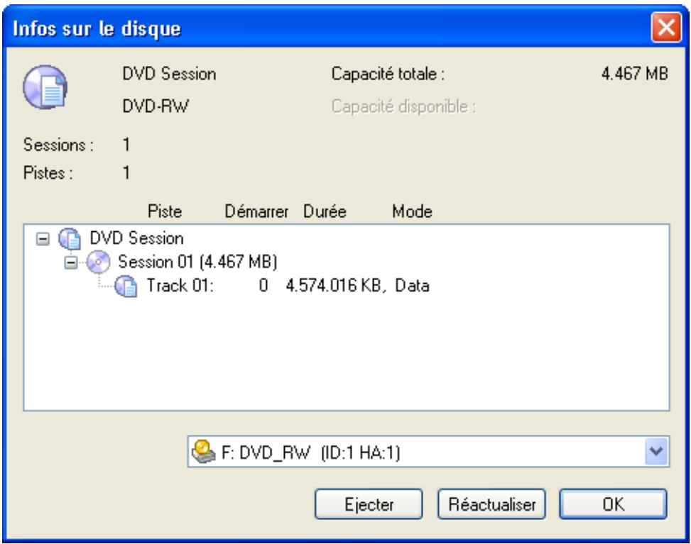 NERO VISION EXPRESS 3 - Bouton 'Infos disque' - 2
