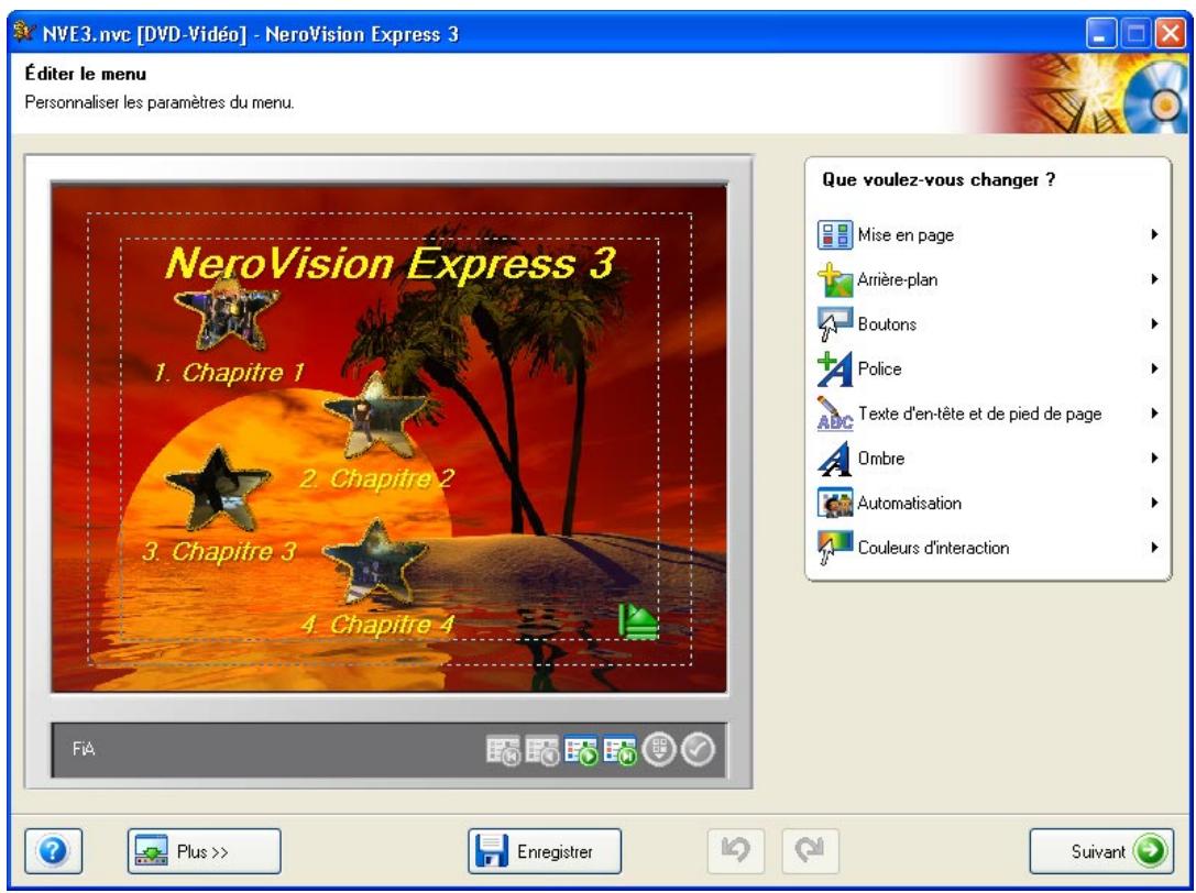 NERO VISION EXPRESS 3 - Mise en page des menus - 1