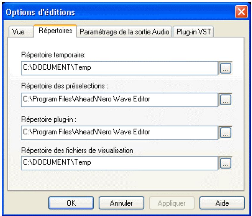 NERO WAVE EDITOR 2 - Spécifier les repertoires utilisés - 1