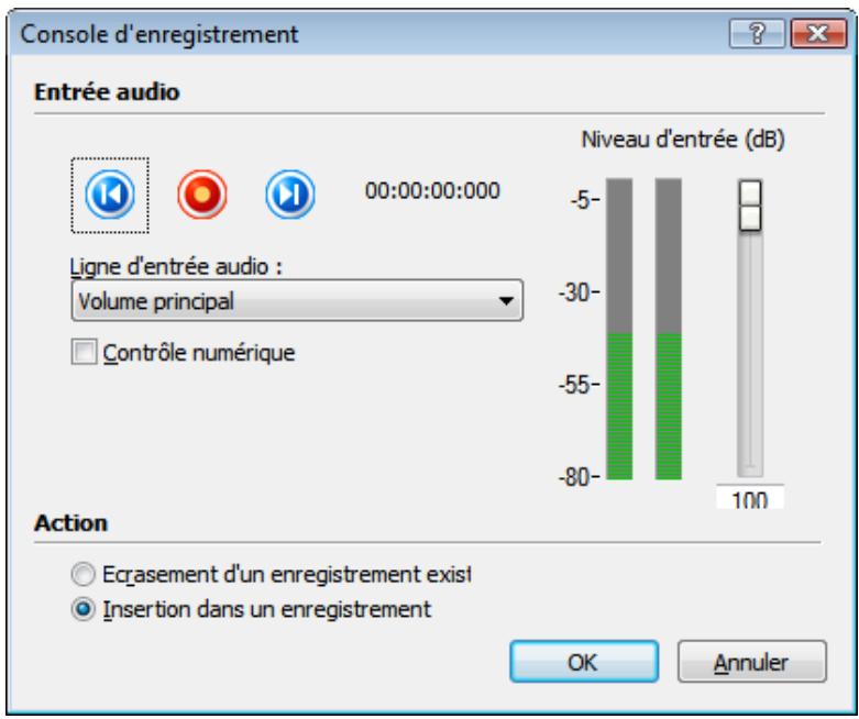 NERO WAVE EDITOR 9 - Fenêtre Console d'enregistrement - 1