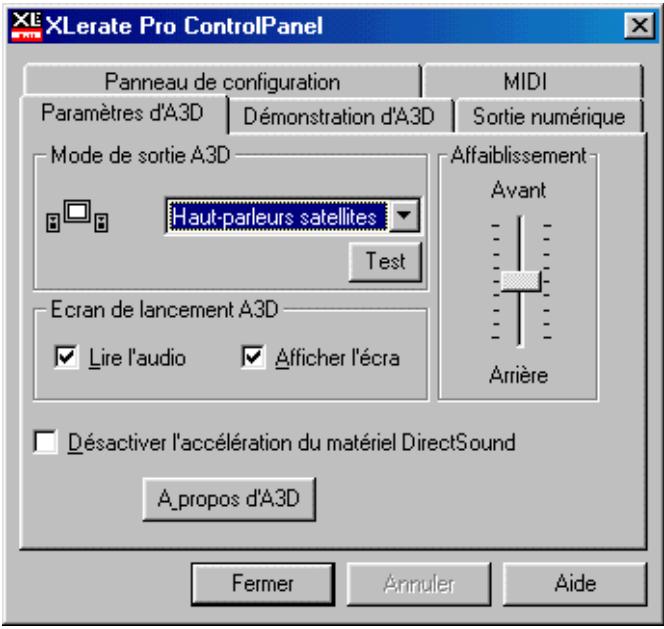 TERRATEC XLELERATE PRO - ONGLET paramètres d'a3d. - 1