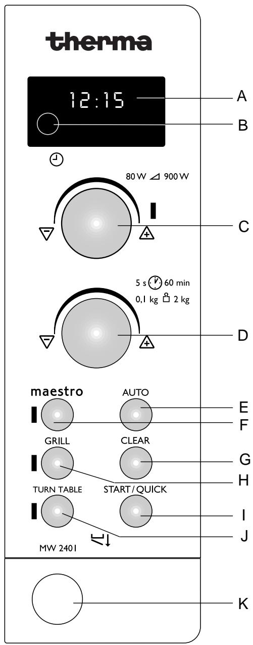 THERMA MW2401-M - Le bandeau de commande - 1