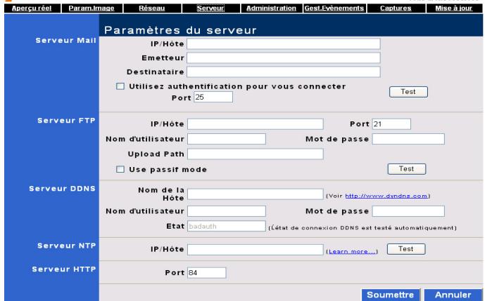 PLUSTEK IPCAM P1100A - Paramètres du Serveur - 1