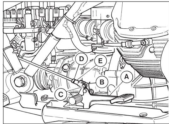 MOTO GUZZI CALIFORNIA VINTAGE - Adjusting the brake pedal of rear and 113 left-hand front brakes (fig. 16) - 1
