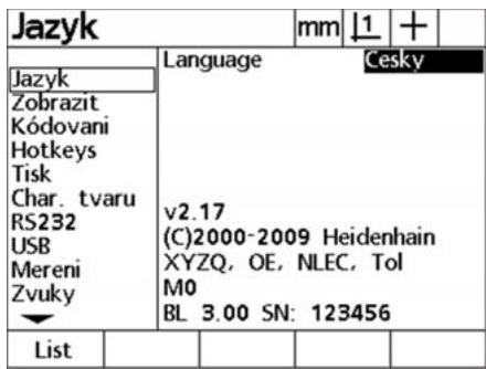 HEIDENHAIN ND 1200 - Pristup do nabídky Nastavení - 1