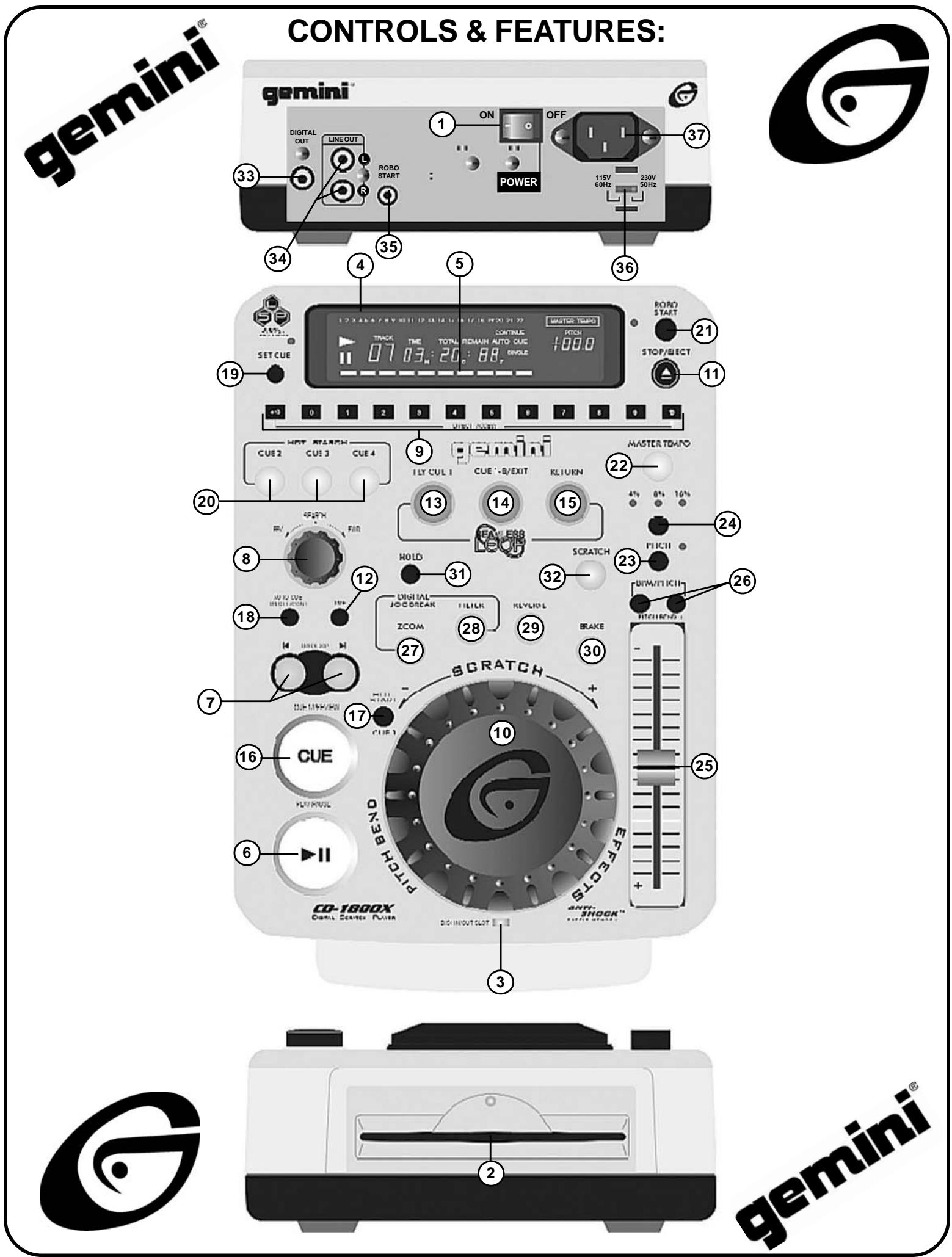 GEMINI CD-1800X - QUICK START GUIDE: - 1