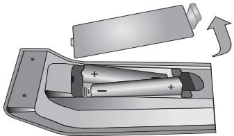 DURABASE LE 32F180X2 - Inserting the Batteries into the Remote - 1
