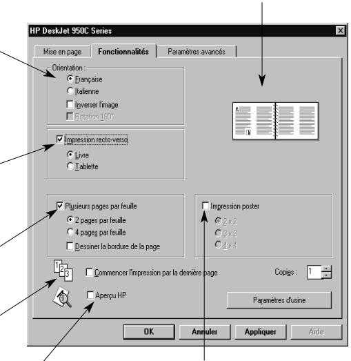 HEWLETT PACKARD 950C - Onglet Fonctionnalités - 1