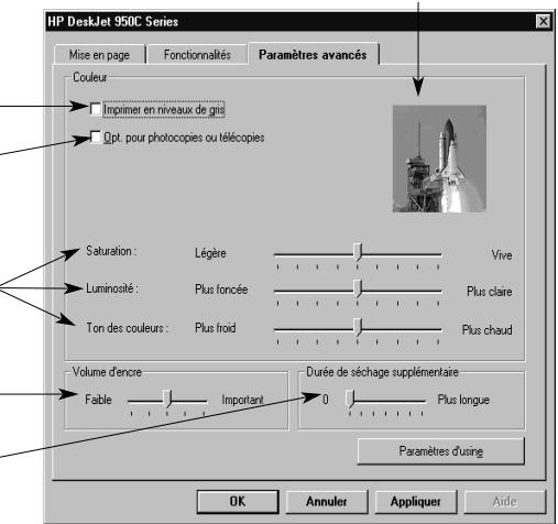 HEWLETT PACKARD 950C - Onglet Paramètres avances - 1