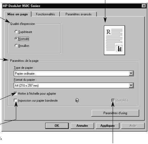 HEWLETT PACKARD 950C - Onglet Mise en page - 1
