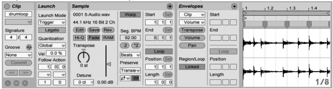 ABLETON LIVE 8.2 - Fenêtre Clip - 5