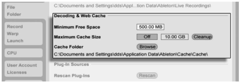 ABLETON LIVE 8.2 - Le cache de décodage et de Web - 1