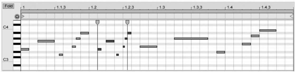 ABLETON LIVE 8.2 - Etirement de note MIDI - 1