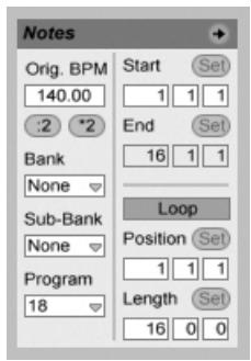 ABLETON LIVE 8.2 - La zone Notes - 1