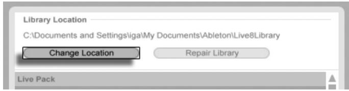 ABLETON LIVE 8.2 - Changement d'emplacement de la bibliothèque, mise à jour d'une ancienne bibliothèque - 1