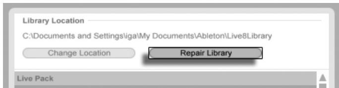 ABLETON LIVE 8.2 - Changement d'emplacement de la bibliothèque, mise à jour d'une ancienne bibliothèque - 2