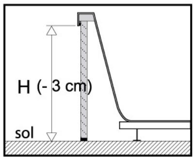 LAZER TABLIER DECOR - mesurer la hauteur H du tablier puis retrancher 3 cm à la dimension obtenue - 2