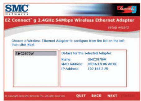 SMC 2870W - Utilisation de l'assistant EZ installation wizard - 2