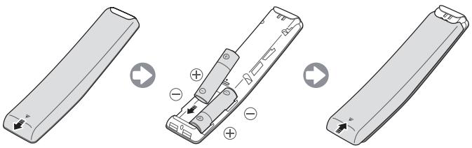 SAMSUNG UE49MU6505, UE55MU6505, UE65MU6505 - Colocação de pilhas no telecomando inteligente da Samsung - 1