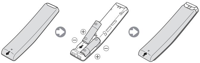 SAMSUNG UE49MU6505, UE55MU6505, UE65MU6505 - Installing batteries into the Samsung Smart Remote - 1