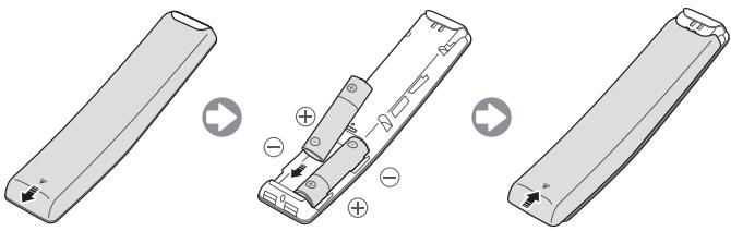 SAMSUNG UE49MU6505, UE55MU6505, UE65MU6505 - Mise en place des piles dans la Samsung Smart Remote - 1