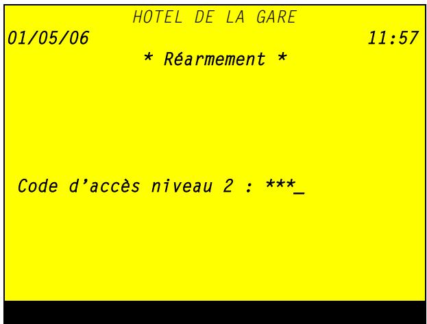 DEF CASSIOPEE FORTE - Initialisation du processus de réarmement et saisie du code de niveau 2 - 1