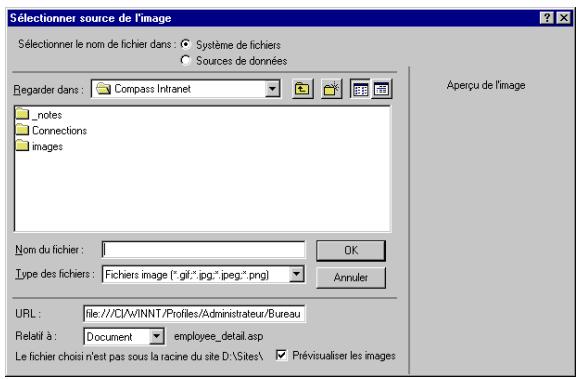 MACROMEDIA DREAMWEAVER MX - Pour ajouter une image dynamique : - 1
