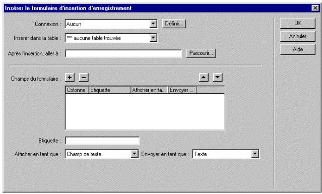 MACROMEDIA DREAMWEAVER MX - Création de la page d'insertion en une seule opération - 1