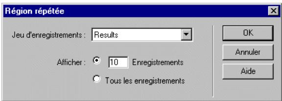 MACROMEDIA DREAMWEAVER MX - Pour créer une région répétée : - 1