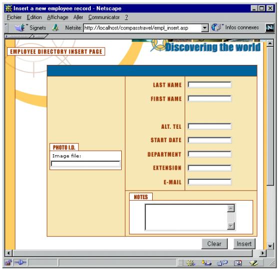 MACROMEDIA DREAMWEAVER MX - Création d'une page d'insertion d'enregistrements - 1