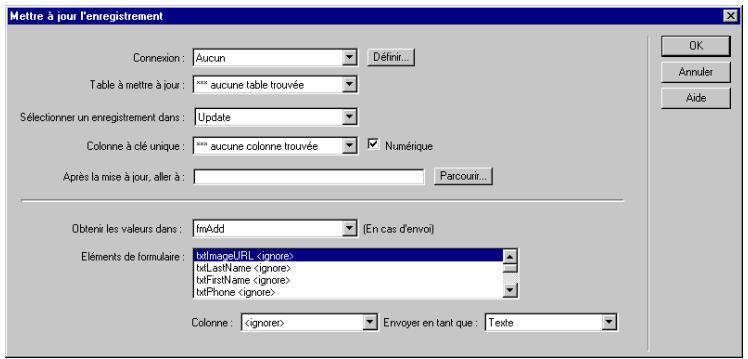 MACROMEDIA DREAMWEAVER MX - Pour afficher l'enregistrement dans le formulaire : - 1