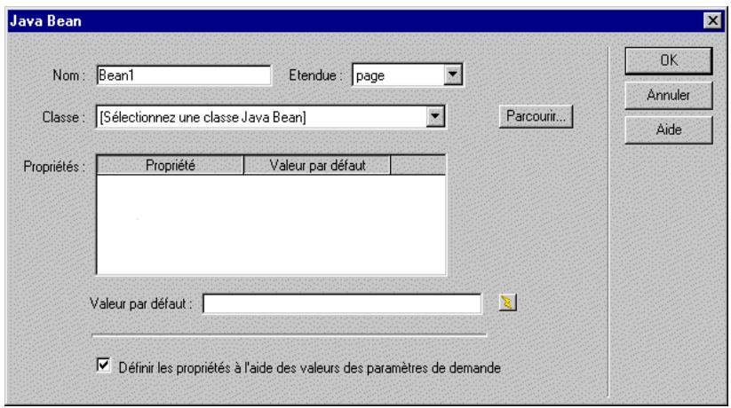MACROMEDIA DREAMWEAVER MX - Pour définir un bean comme source de données : - 1