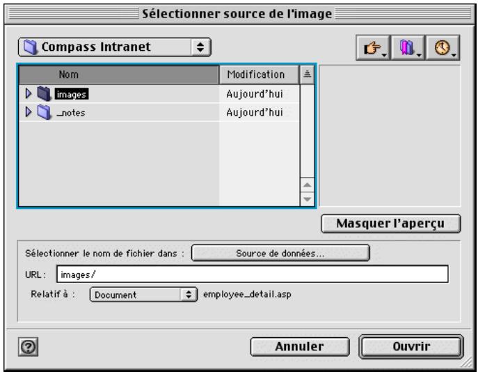 MACROMEDIA DREAMWEAVER MX - Pour ajouter une image dynamique : - 2