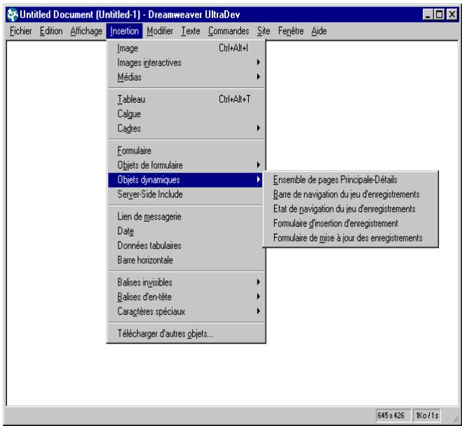 MACROMEDIA DREAMWEAVER MX - Ajout de comportements de serveur - 2
