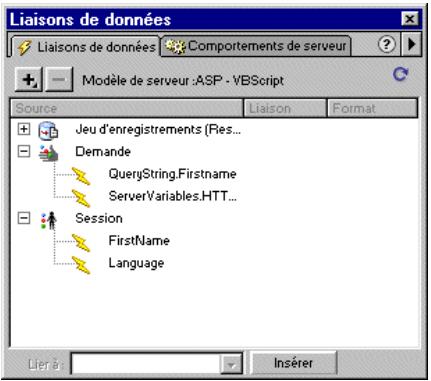 MACROMEDIA DREAMWEAVER MX - Définition de variables de session comme sources de données - 1