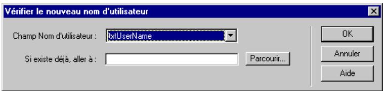 MACROMEDIA DREAMWEAVER MX - Vérification du caractère unique du nom d'utilisateur - 1