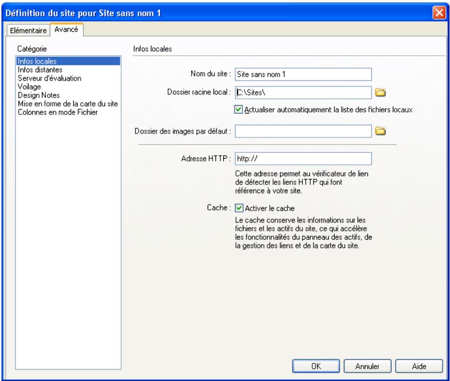 MACROMEDIA DREAMWEAVER MX 6 - Configuration d'un dossier local - 1
