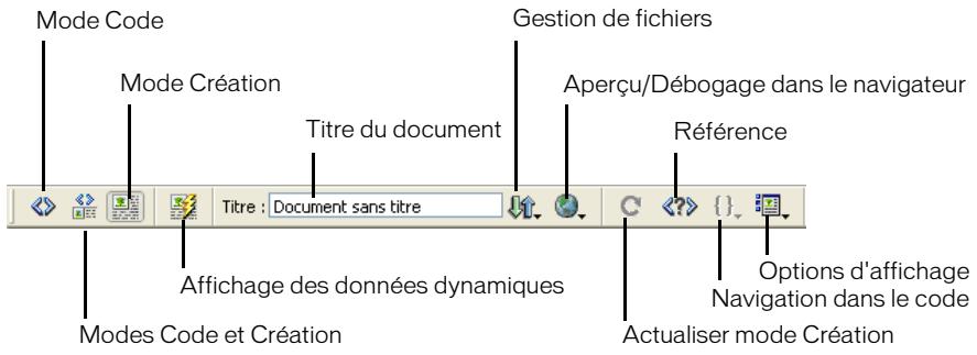 MACROMEDIA DREAMWEAVER MX 6 - Utilisation de la barre d'outils de document - 1
