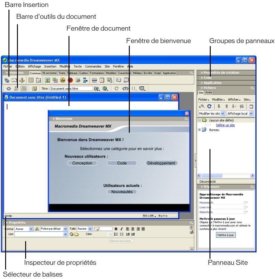 MACROMEDIA DREAMWEAVER MX 6 - A propos de l'espace de travail Dreamweaver MX intégré (sous Windows uniquely) - 1
